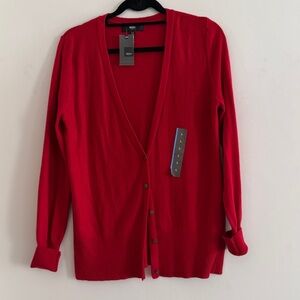 Mossino Stylish Crimson Red Button-Up Cardigan Size L NWT